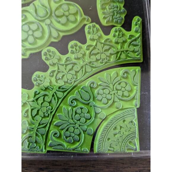 Set Cling Rubber Stamps Mandala Border Flower Petal Boxed Diy Card Making - Picture 5 of 5